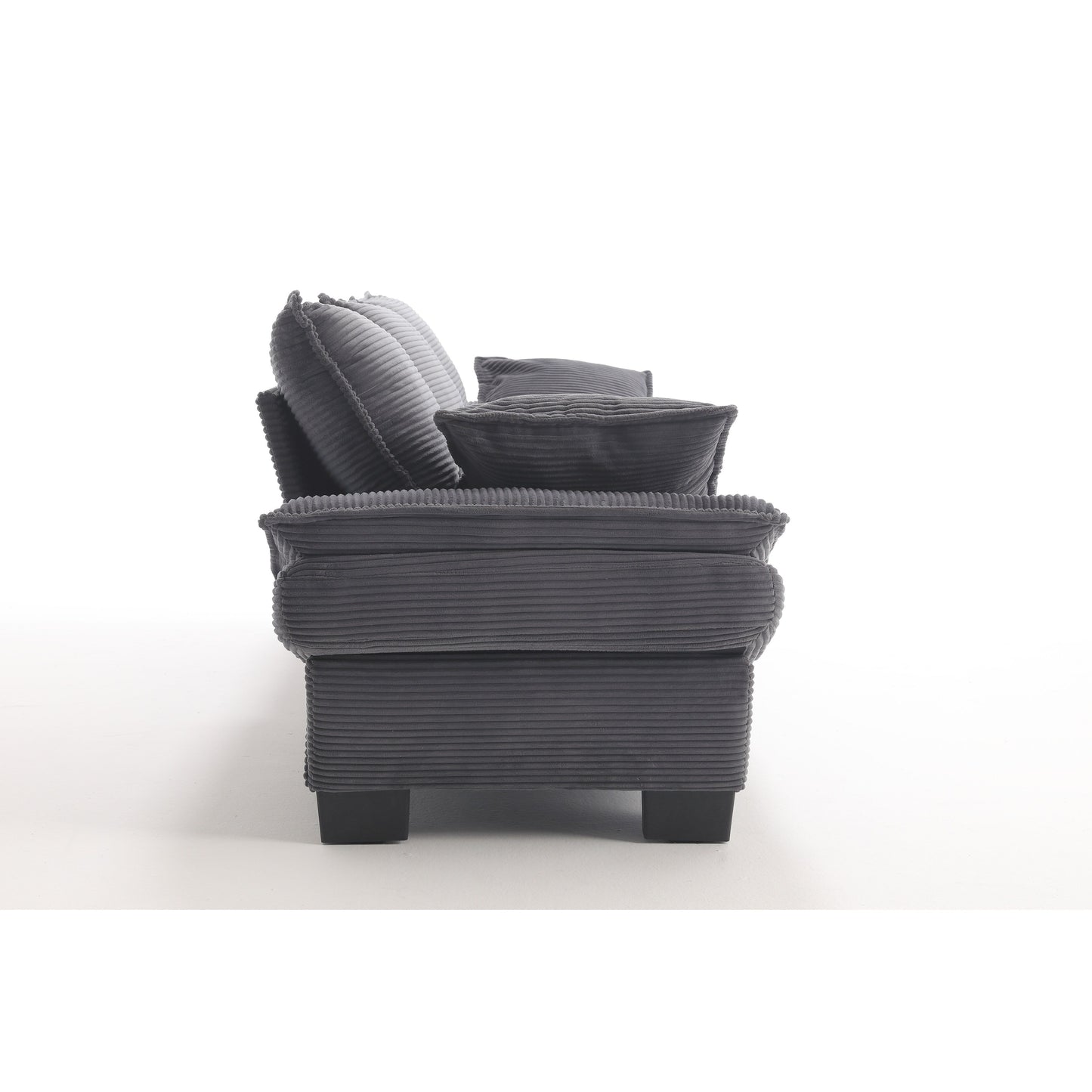 Canapé 3 places en velours côtelé 88,6 moderne avec deux coussins et pieds larges en plastique pour le salon