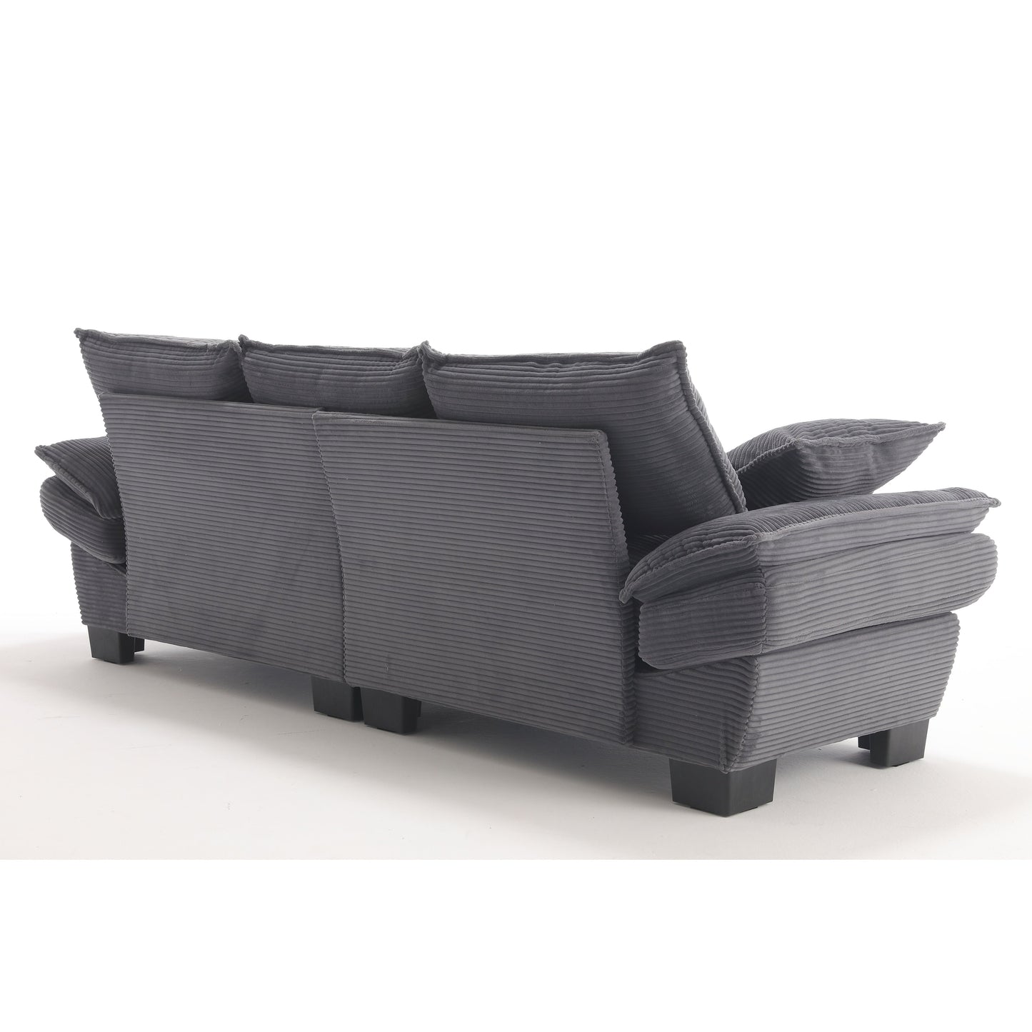 Canapé 3 places en velours côtelé 88,6 moderne avec deux coussins et pieds larges en plastique pour le salon