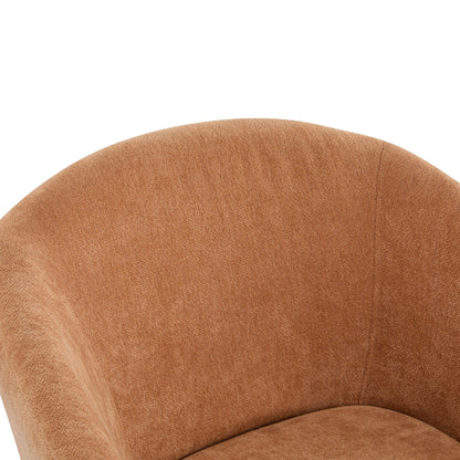 Fauteuil d'appoint moderne avec dossier rond et pieds en bois - Fauteuil de salon ou de bureau d'inspiration milieu de siècle - Revêtement en tissu doux