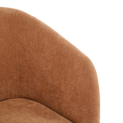 Fauteuil d'appoint moderne avec dossier rond et pieds en bois - Fauteuil de salon ou de bureau d'inspiration milieu de siècle - Revêtement en tissu doux