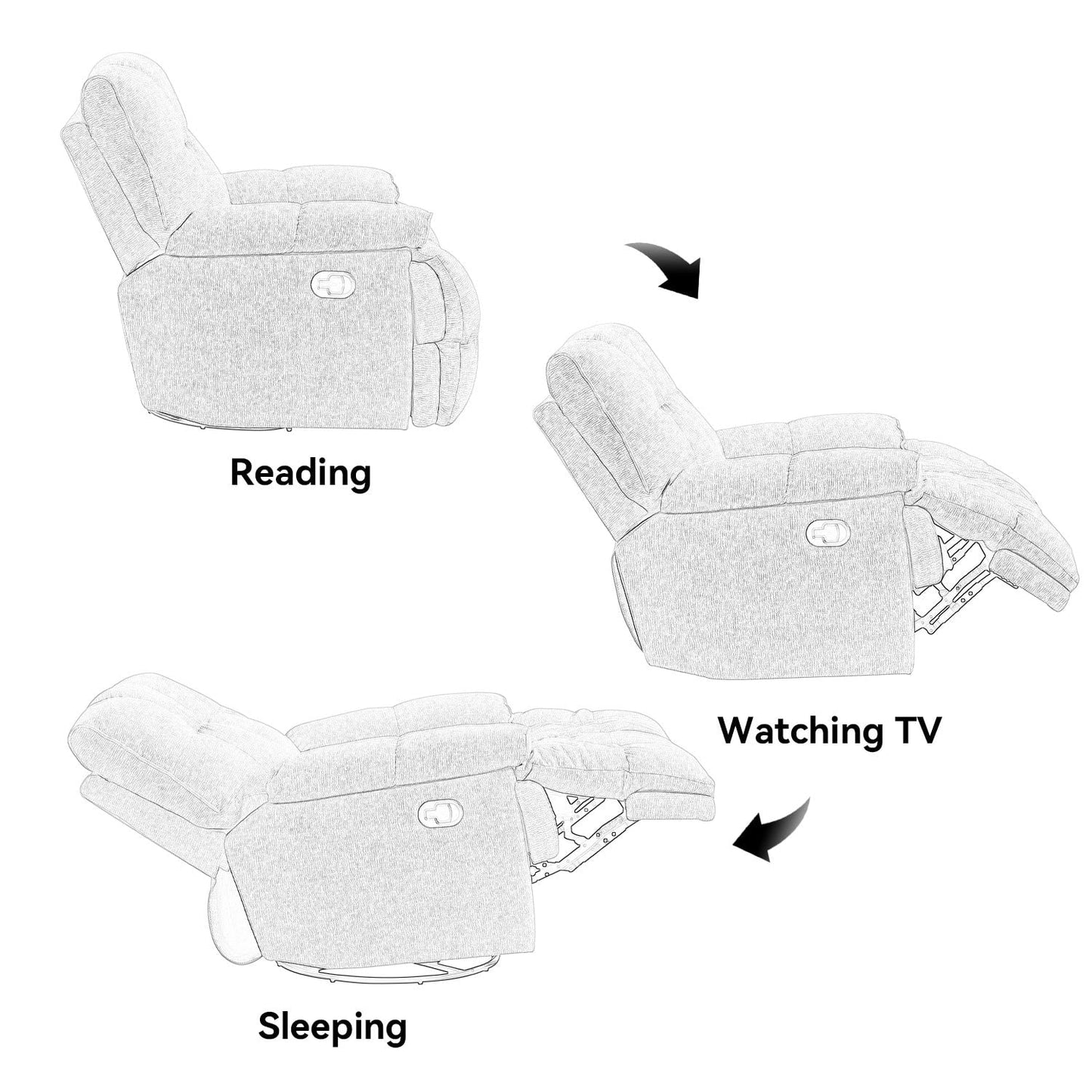 Fauteuil pivotant à 360 degrés moderne et fonctionnel, fauteuil inclinable