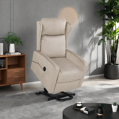 Fauteuil inclinable électrique moderne et réglable en lin, avec télécommande, poche latérale et repose-pieds télescopique