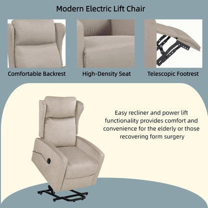 Fauteuil inclinable électrique moderne et réglable en lin, avec télécommande, poche latérale et repose-pieds télescopique