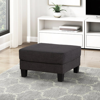 Pouf moderne en tissu noir avec fonction de rangement