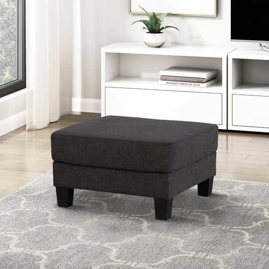 Pouf moderne en tissu noir avec fonction de rangement