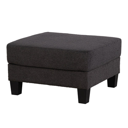 Pouf moderne en tissu noir avec fonction de rangement