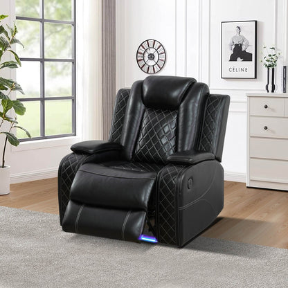 Fauteuil inclinable moderne en cuir respirant avec éclairage d'ambiance et LED alimentée par USB