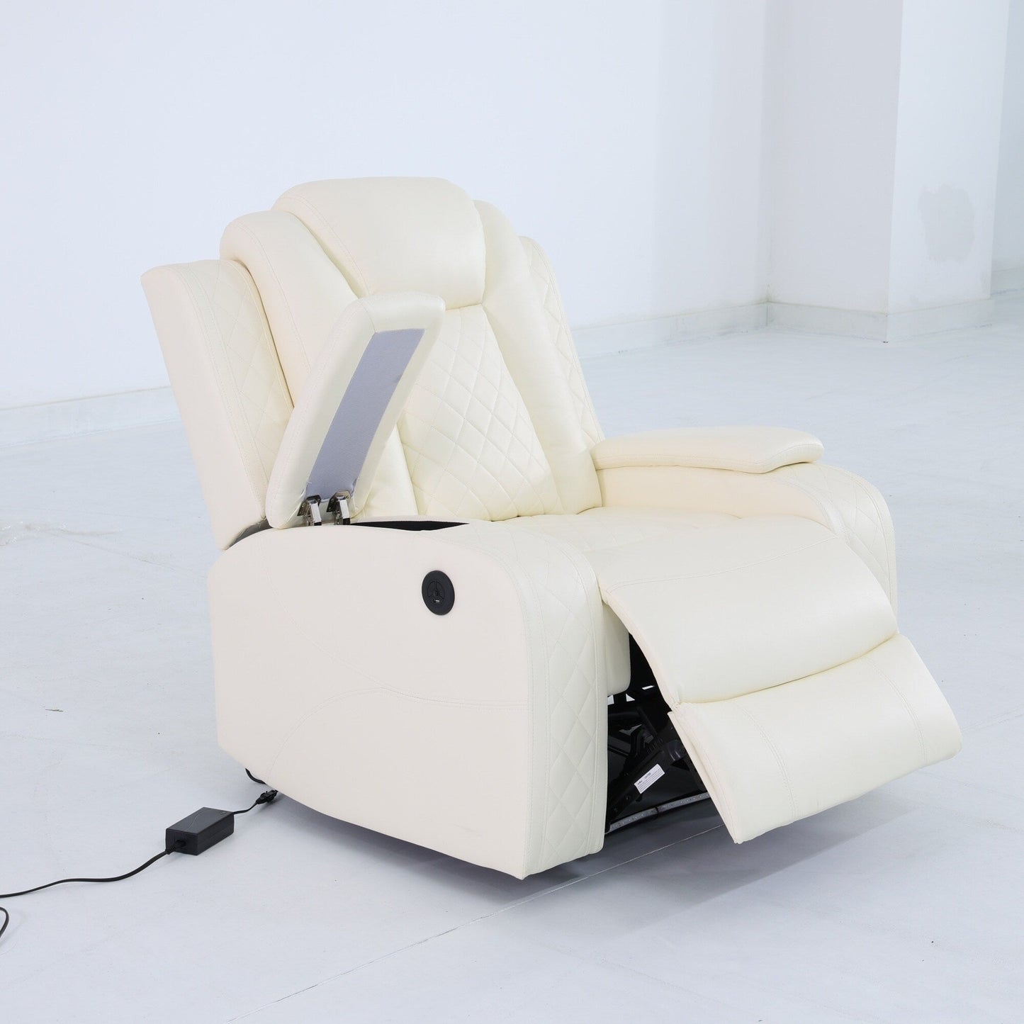 Fauteuil inclinable moderne en cuir respirant avec éclairage d'ambiance et LED alimentée par USB