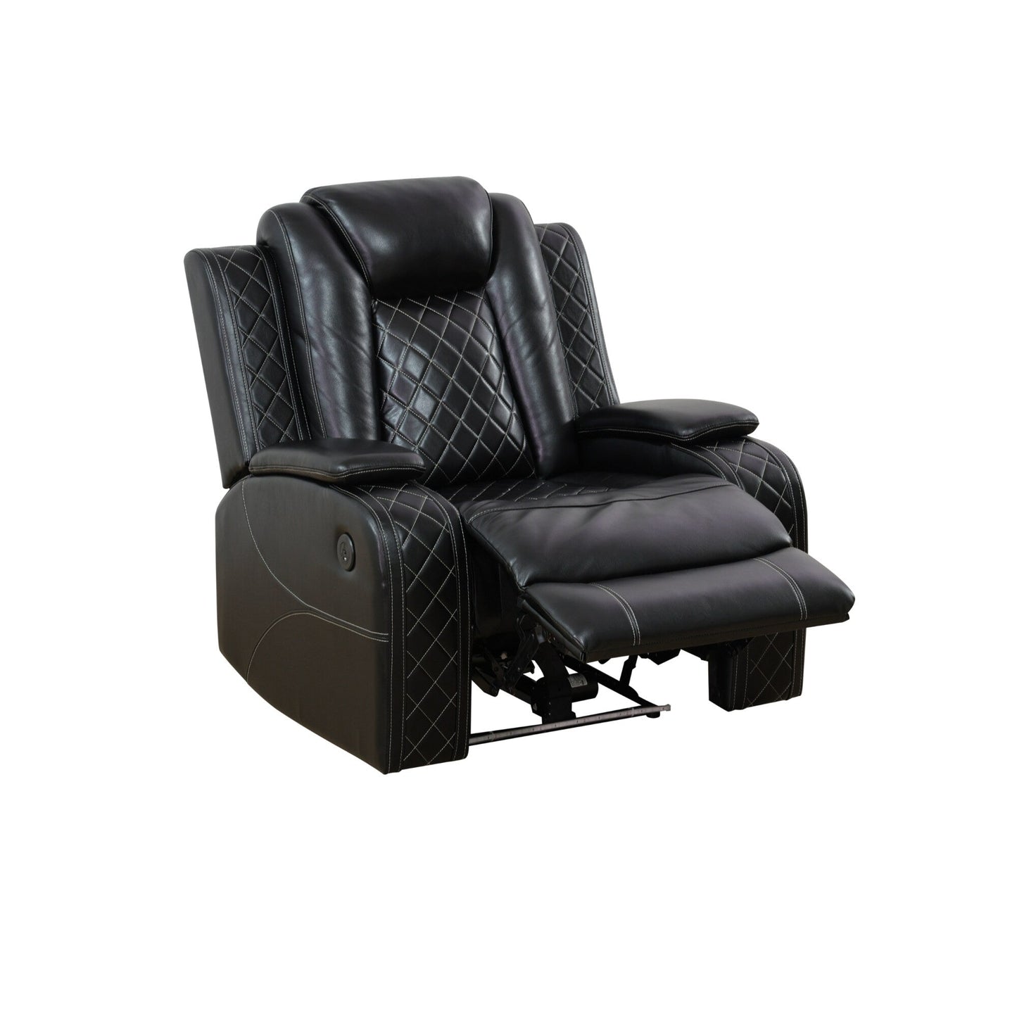 Fauteuil inclinable moderne en cuir respirant avec éclairage d'ambiance et LED alimentée par USB