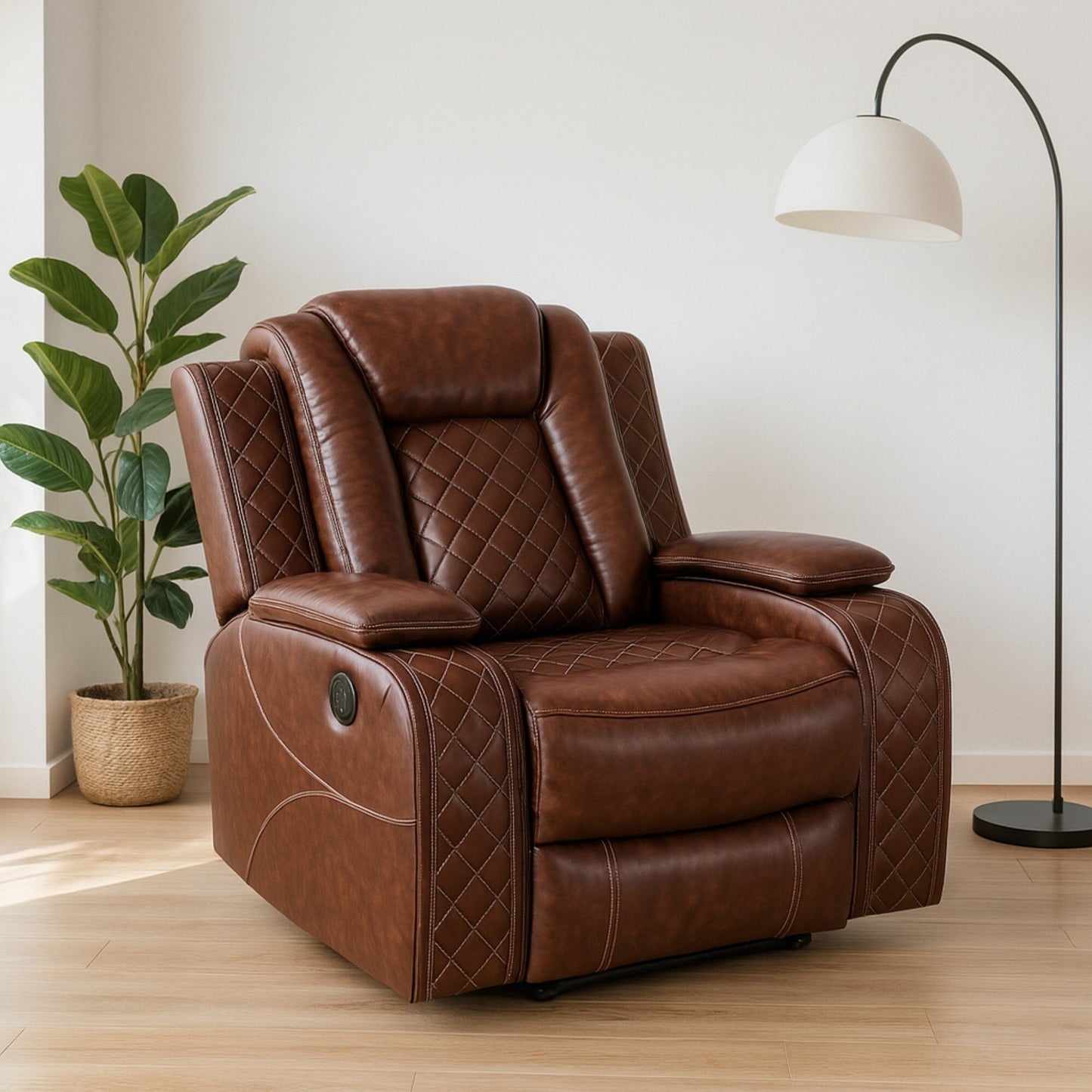 Fauteuil inclinable moderne en cuir respirant avec éclairage d'ambiance et LED alimentée par USB