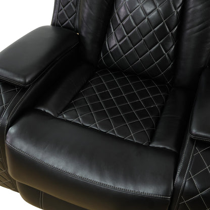 Fauteuil inclinable moderne en cuir respirant avec éclairage d'ambiance et LED alimentée par USB