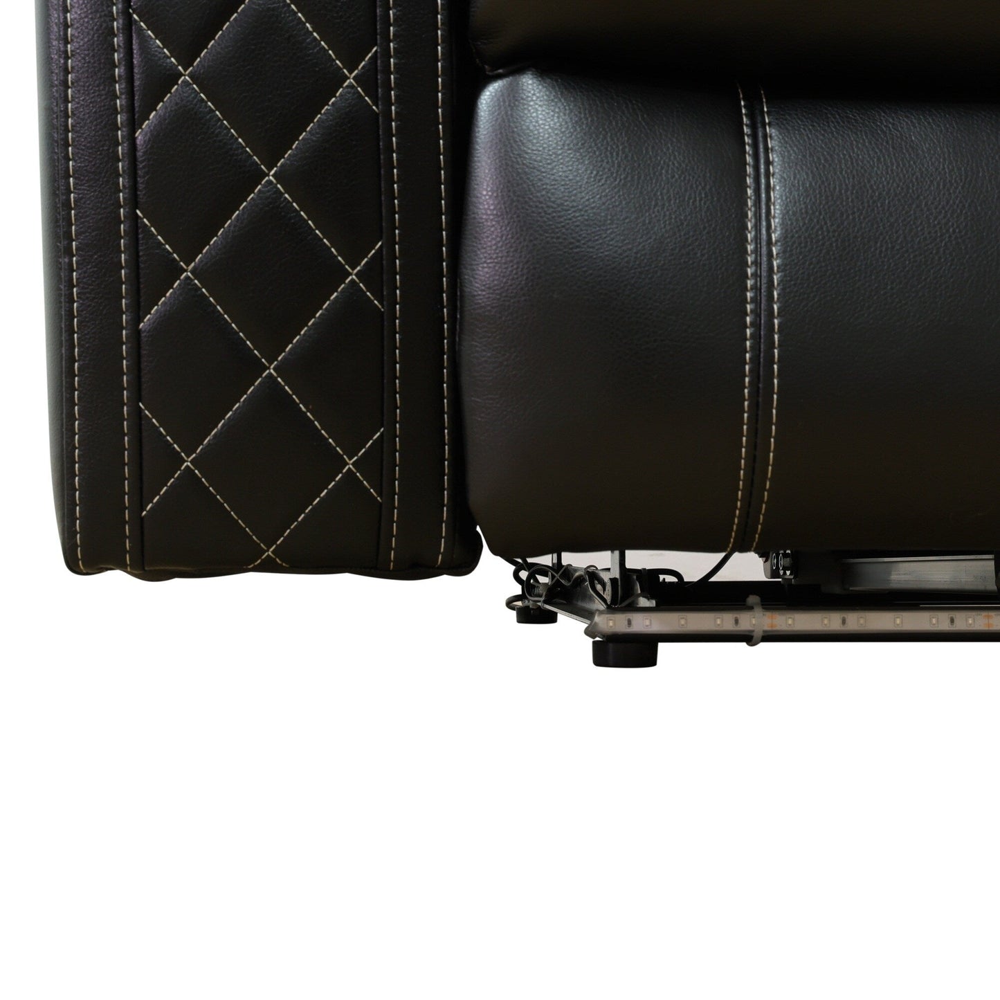 Fauteuil inclinable moderne en cuir respirant avec éclairage d'ambiance et LED alimentée par USB