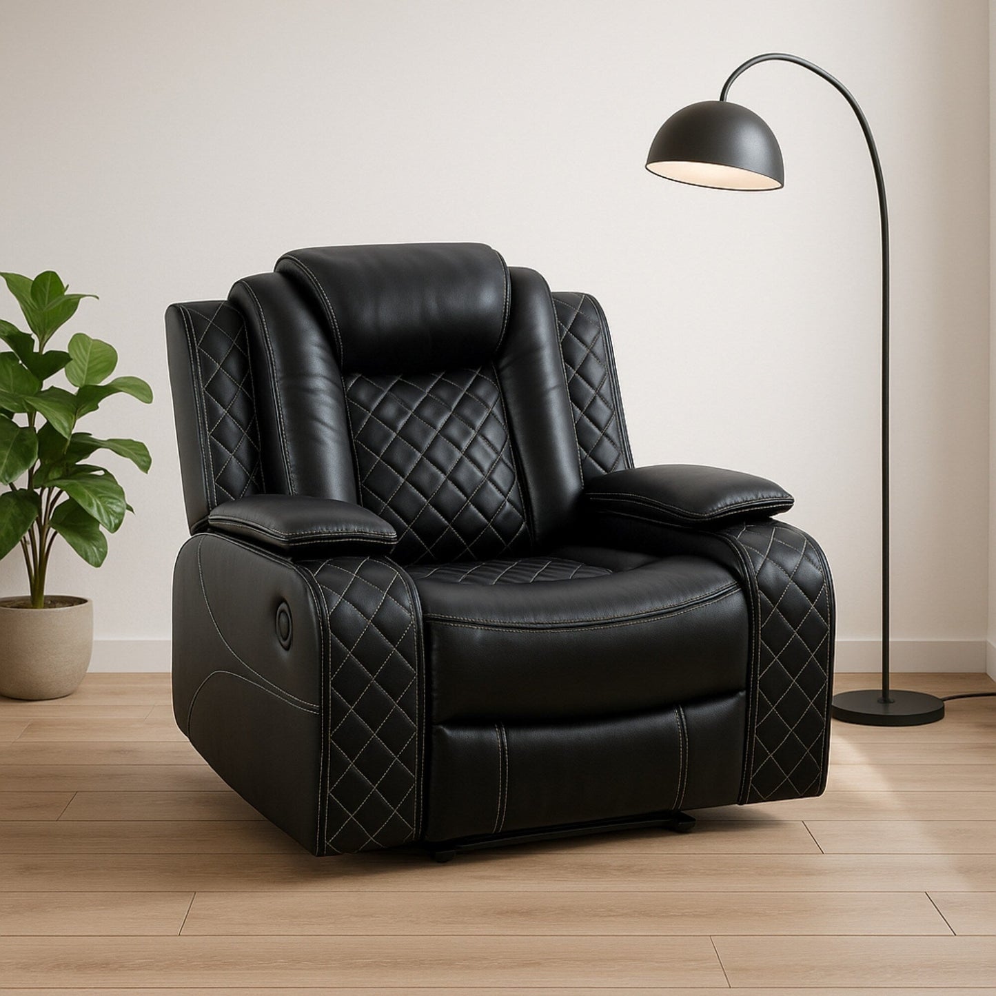 Fauteuil inclinable moderne en cuir respirant avec éclairage d'ambiance et LED alimentée par USB