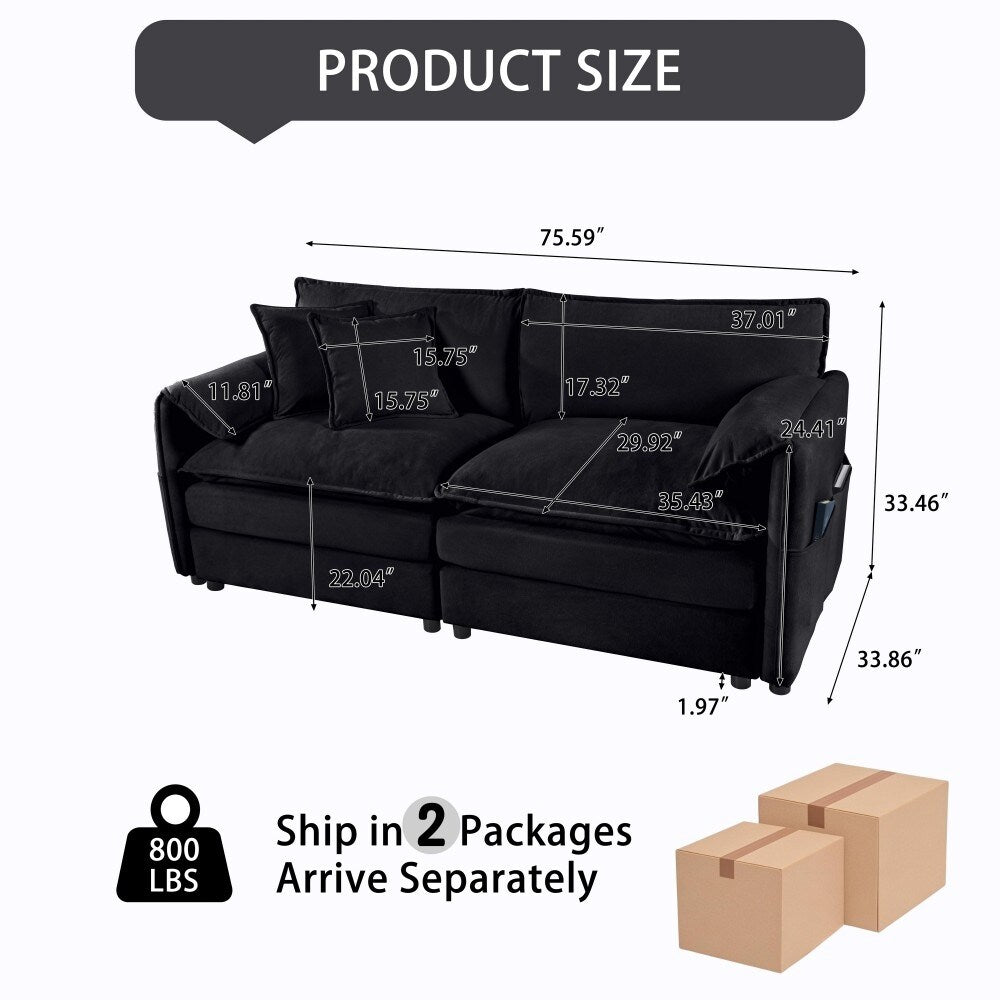 Canapé-lit 2 places moderne et confortable en chenille pour le salon