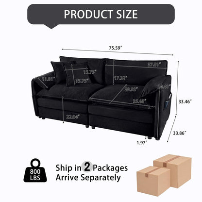 Canapé-lit 2 places moderne et confortable en chenille pour le salon