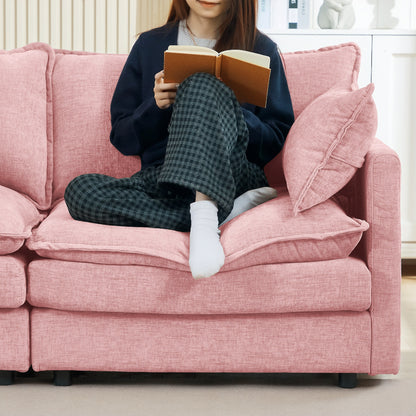 Canapé modulable en L 3 places en chenille moderne avec pouf amovible pour salon