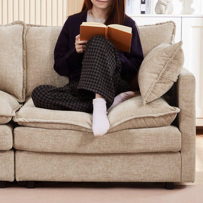 Canapé modulable en L 3 places en chenille moderne avec pouf amovible pour salon