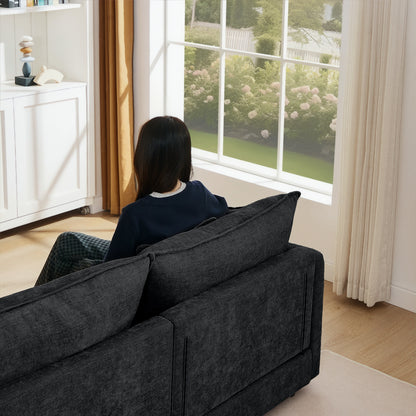 Canapé modulable en L 3 places en chenille moderne avec pouf amovible pour salon