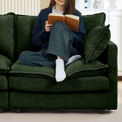 Canapé modulable en L 3 places en chenille moderne avec pouf amovible pour salon