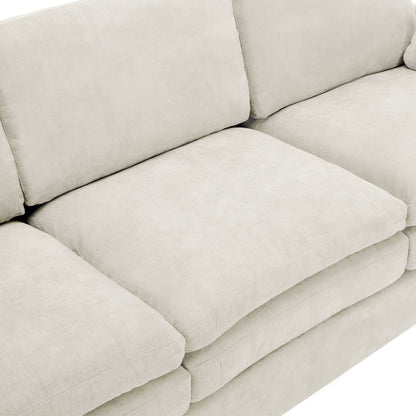 Canapé 3 places moderne et confortable en chenille, canapé 3 places confortable Cloud avec 2 coussins lombaires et coussins en peluche