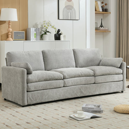 Canapé 3 places moderne et confortable en chenille, canapé 3 places confortable Cloud avec 2 coussins lombaires et coussins en peluche