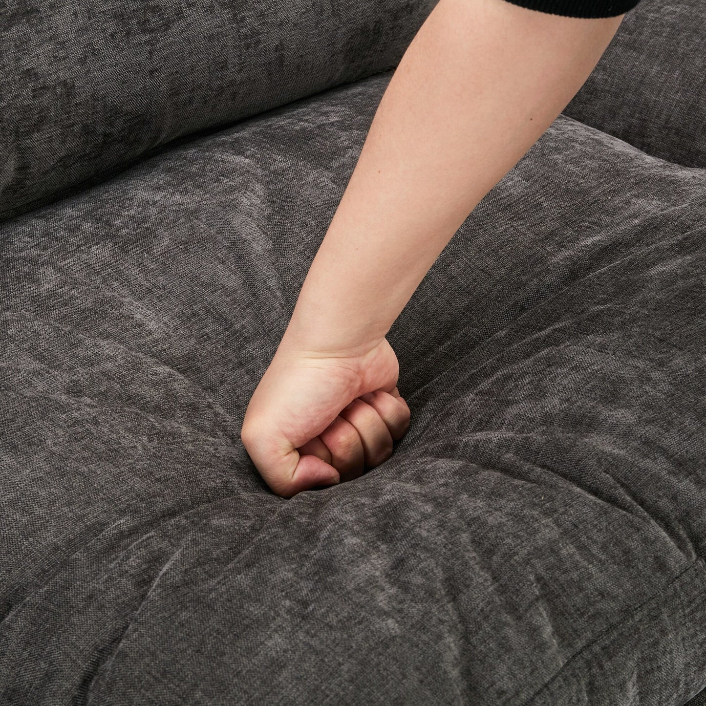 Canapé 3 places moderne et confortable en chenille, canapé 3 places confortable Cloud avec 2 coussins lombaires et coussins en peluche