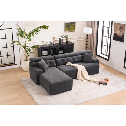 Canapé modulable convertible en L 4 places en chenille moderne avec 2 coussins pour salon d'appartement