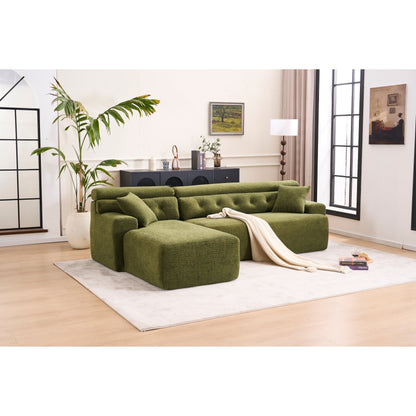 Canapé modulable convertible en L 4 places en chenille moderne avec 2 coussins pour salon d'appartement