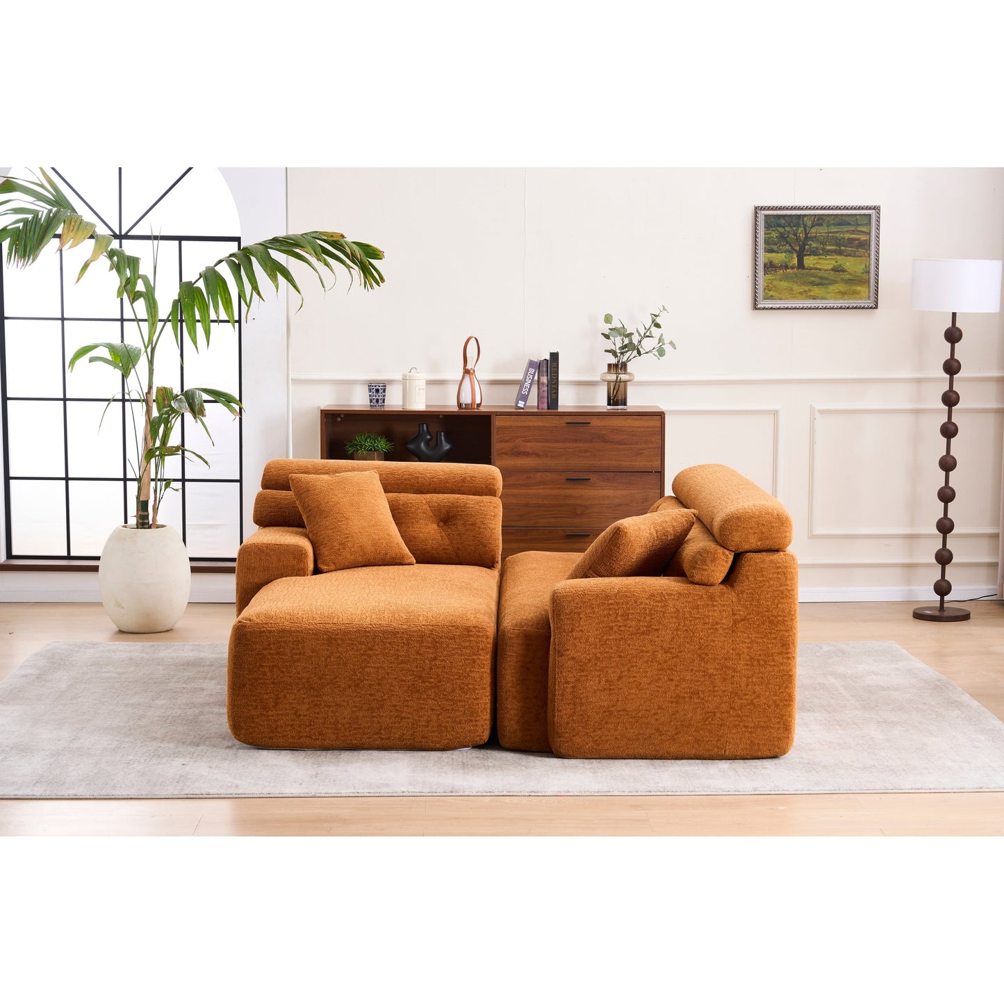 Canapé modulable convertible en L 4 places en chenille moderne avec 2 coussins pour salon d'appartement