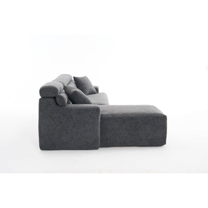 Canapé modulable convertible en L 4 places en chenille moderne avec 2 coussins pour salon d'appartement