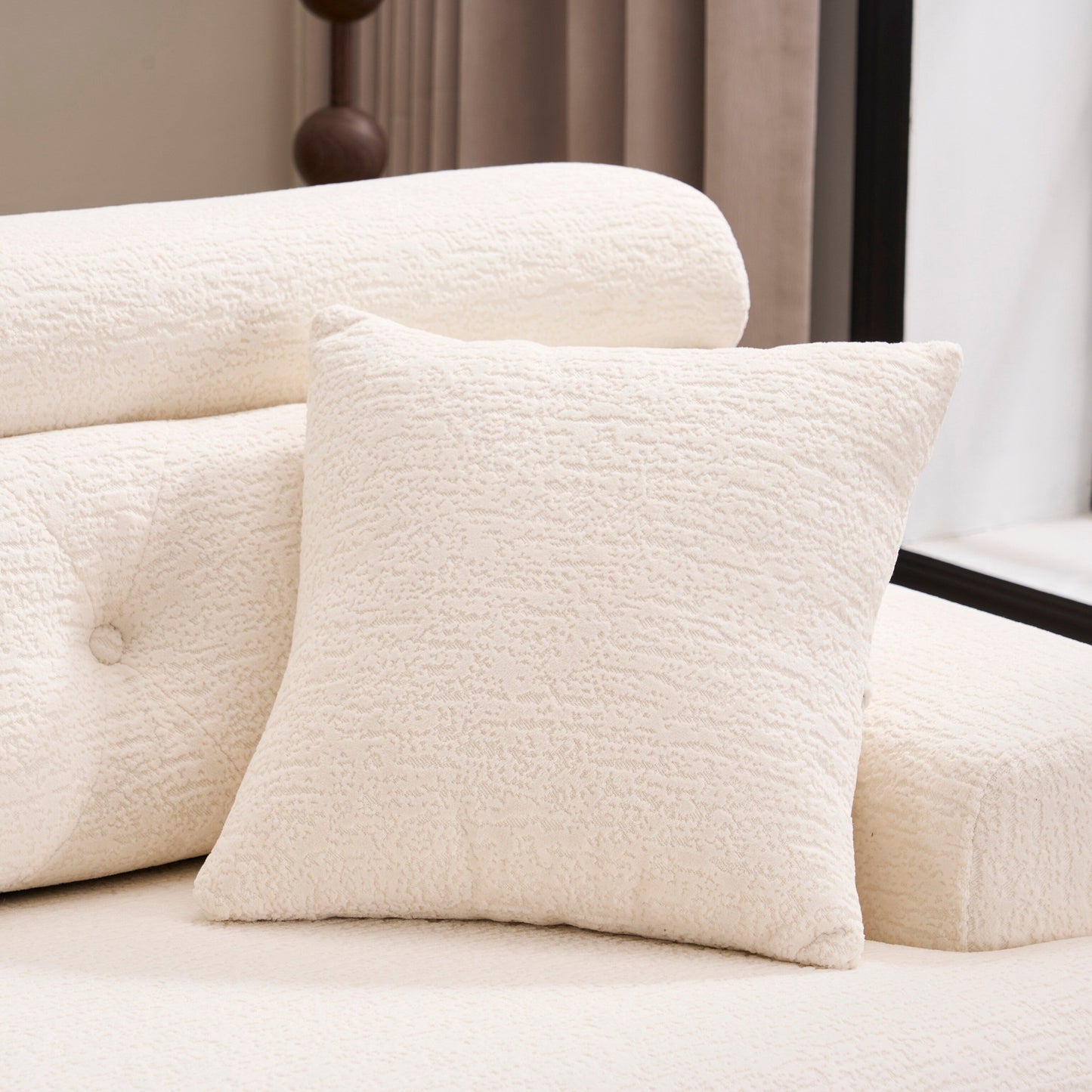 Canapé modulable convertible en L 4 places en chenille moderne avec 2 coussins pour salon d'appartement