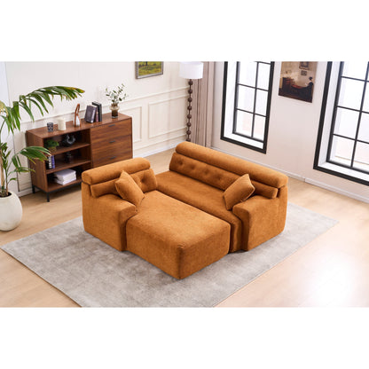 Canapé modulable convertible en L 4 places en chenille moderne avec 2 coussins pour salon d'appartement
