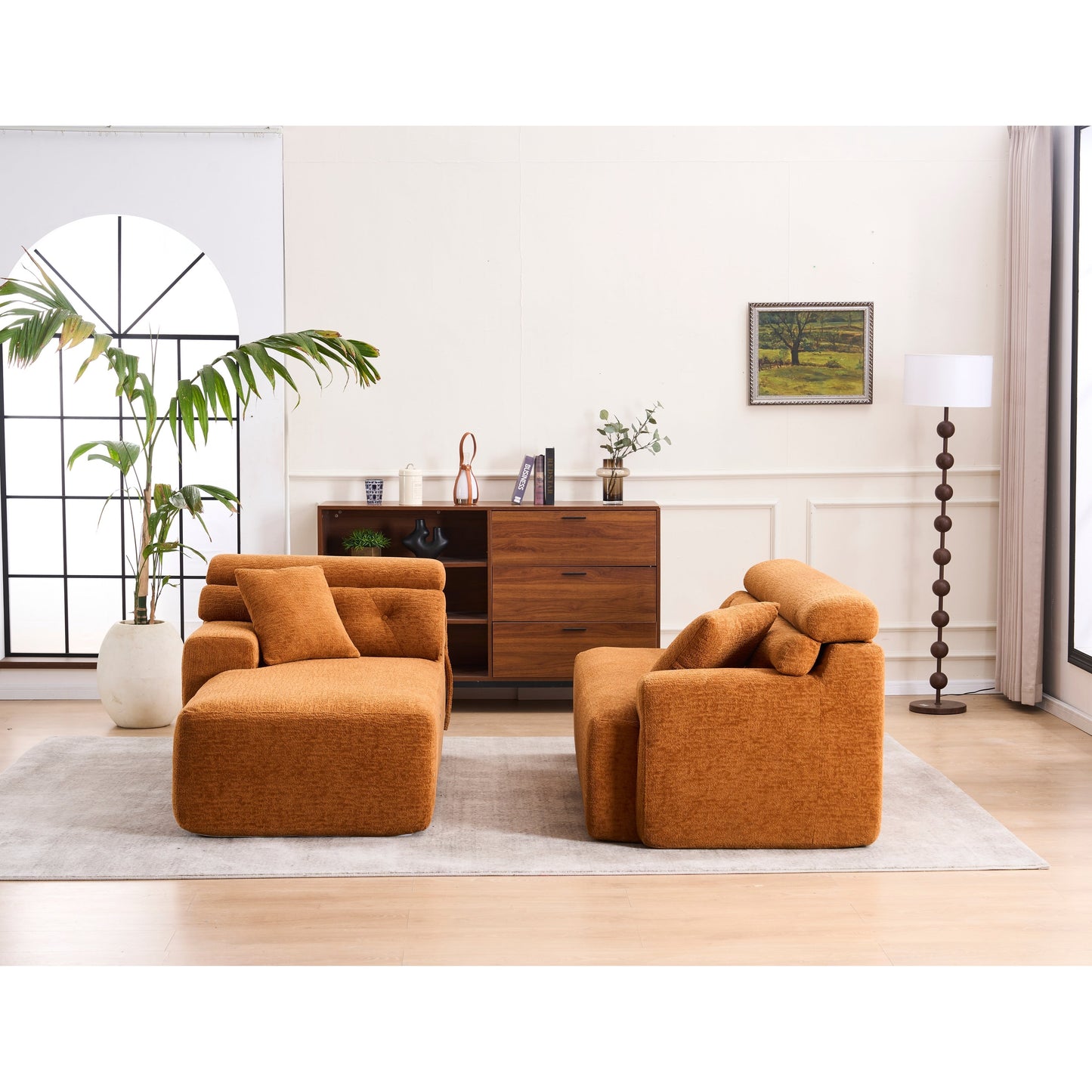 Canapé modulable convertible en L 4 places en chenille moderne avec 2 coussins pour salon d'appartement