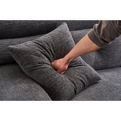 Canapé modulable convertible en L 4 places en chenille moderne avec 2 coussins pour salon d'appartement