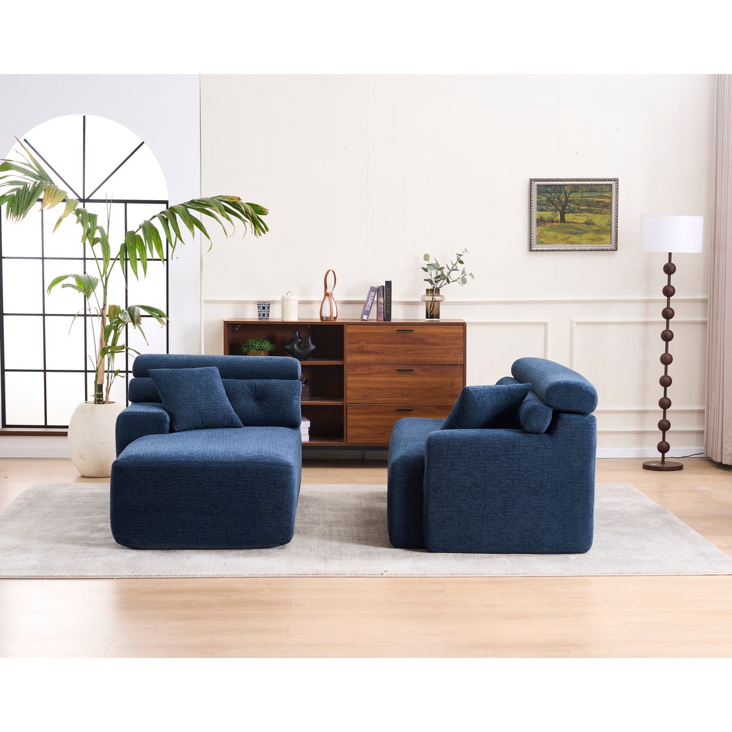 Canapé modulable convertible en L 4 places en chenille moderne avec 2 coussins pour salon d'appartement