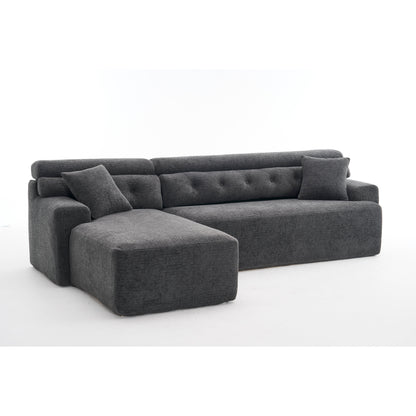 Canapé modulable convertible en L 4 places en chenille moderne avec 2 coussins pour salon d'appartement