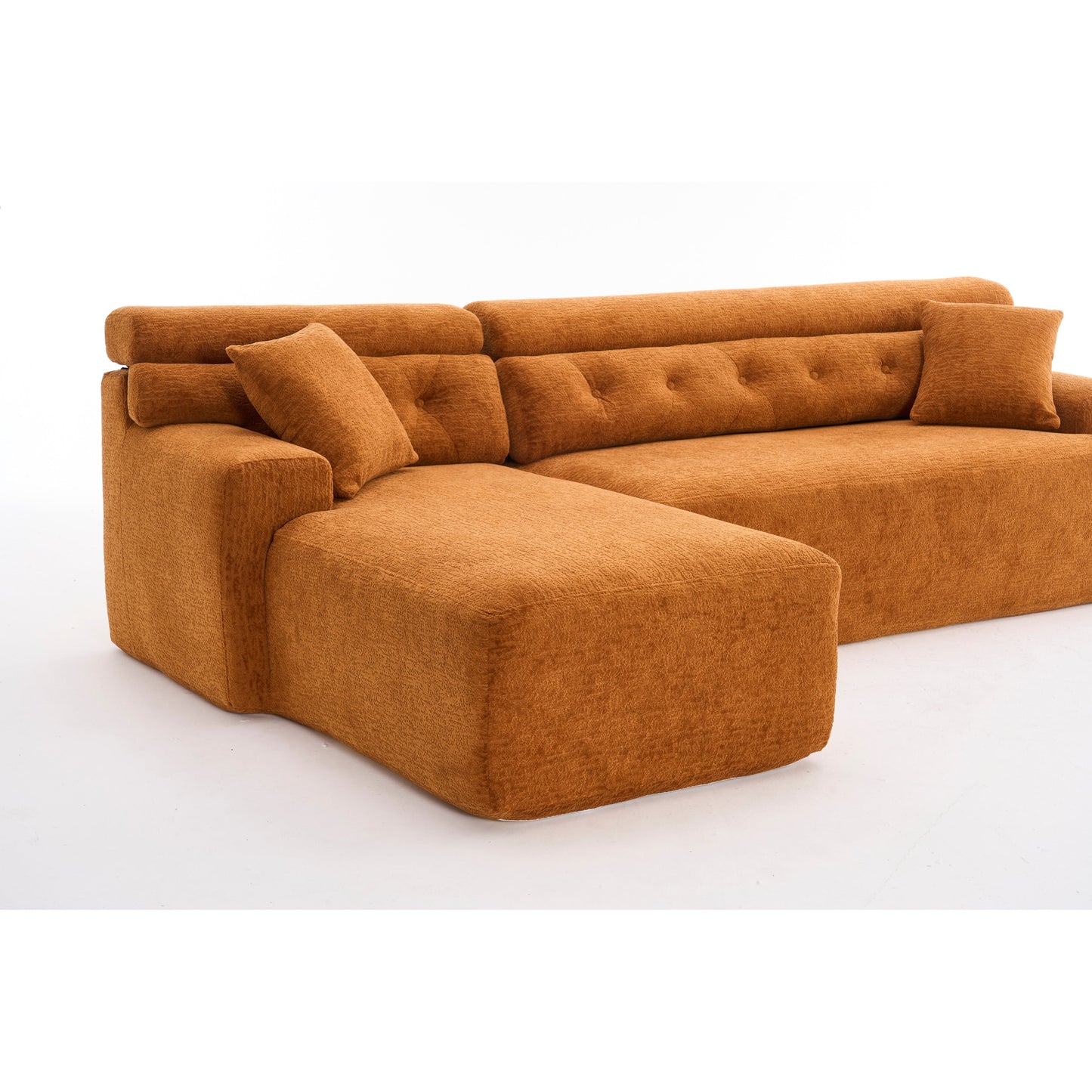 Canapé modulable convertible en L 4 places en chenille moderne avec 2 coussins pour salon d'appartement