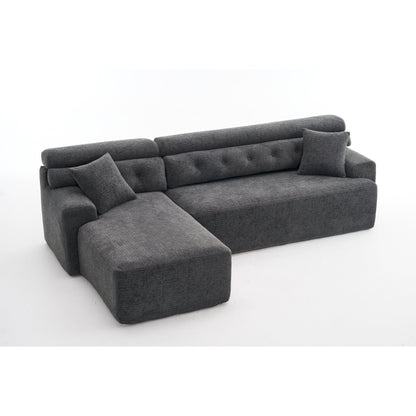 Canapé modulable convertible en L 4 places en chenille moderne avec 2 coussins pour salon d'appartement