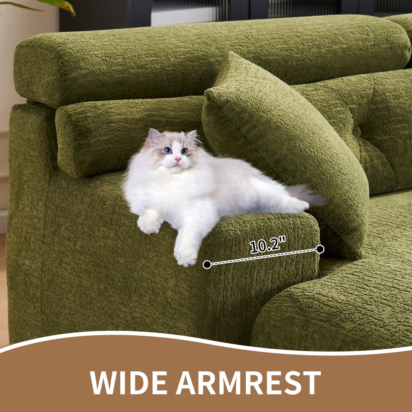 Canapé modulable convertible en L 4 places en chenille moderne avec 2 coussins pour salon d'appartement