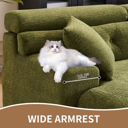 Canapé modulable convertible en L 4 places en chenille moderne avec 2 coussins pour salon d'appartement