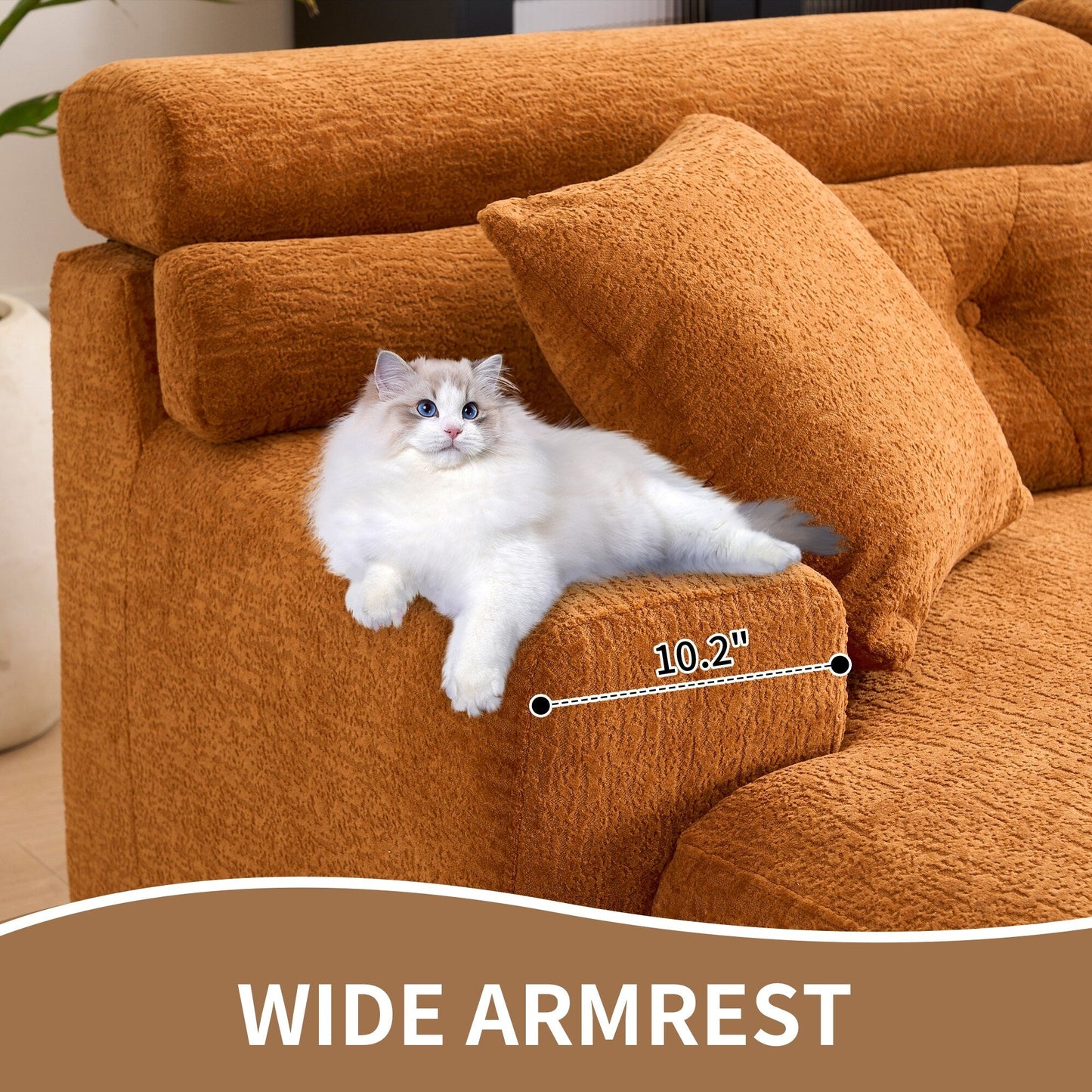 Canapé modulable convertible en L 4 places en chenille moderne avec 2 coussins pour salon d'appartement