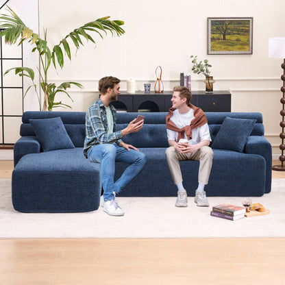 Canapé modulable convertible en L 4 places en chenille moderne avec 2 coussins pour salon d'appartement