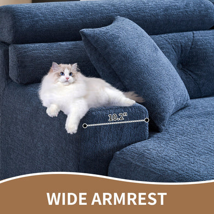 Canapé modulable convertible en L 4 places en chenille moderne avec 2 coussins pour salon d'appartement