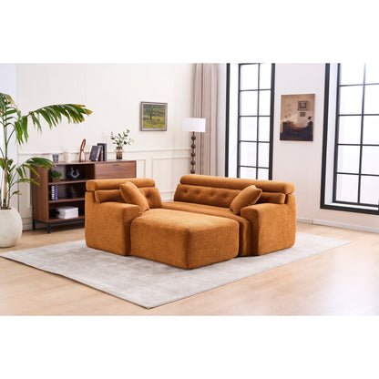 Canapé modulable convertible en L 4 places en chenille moderne avec 2 coussins pour salon d'appartement