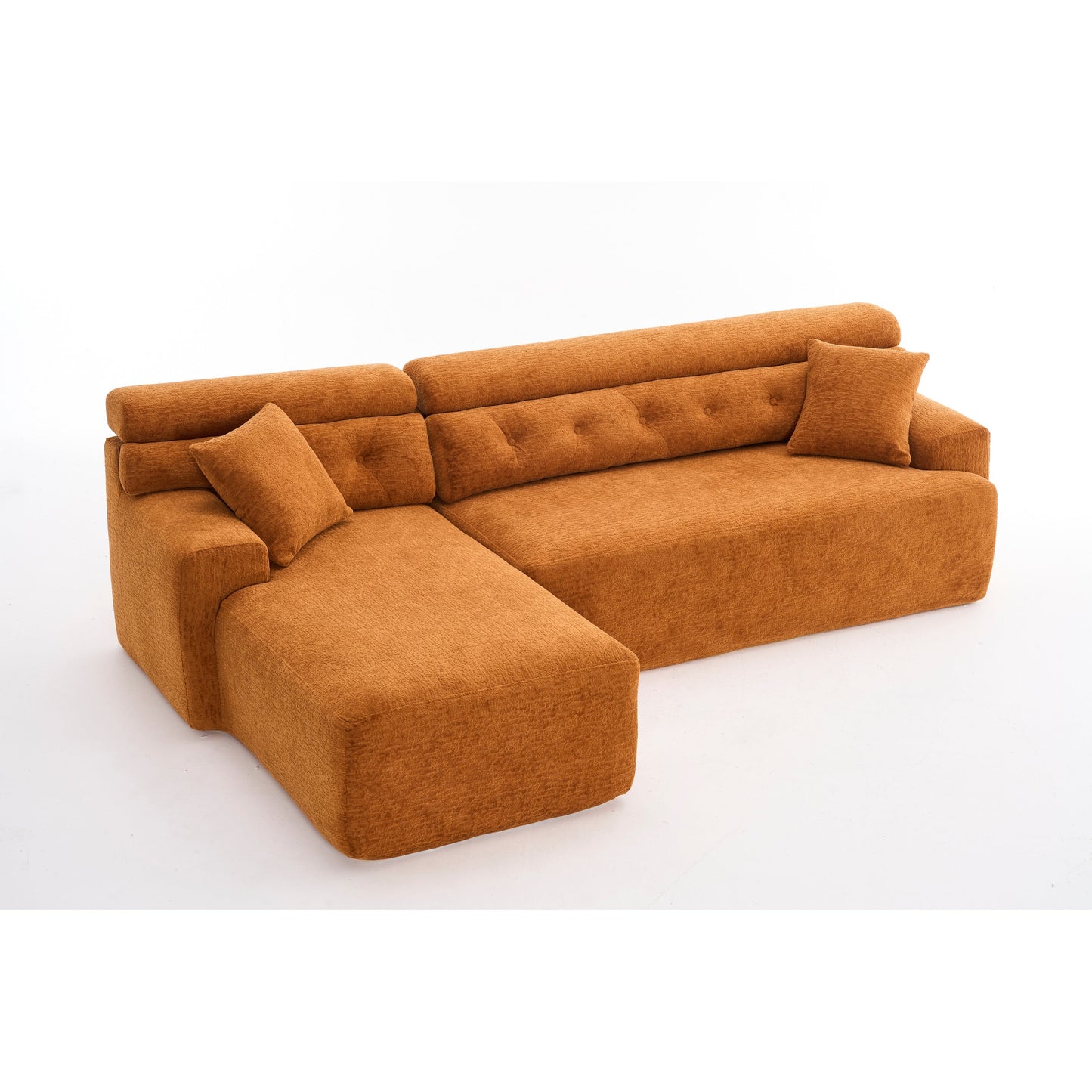 Canapé modulable convertible en L 4 places en chenille moderne avec 2 coussins pour salon d'appartement