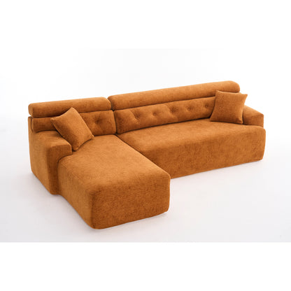 Canapé modulable convertible en L 4 places en chenille moderne avec 2 coussins pour salon d'appartement