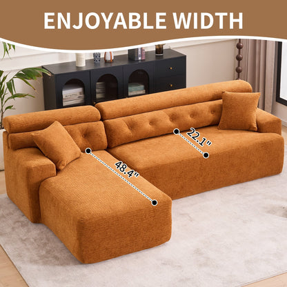 Canapé modulable convertible en L 4 places en chenille moderne avec 2 coussins pour salon d'appartement