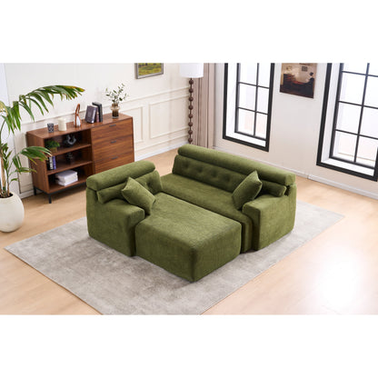 Canapé modulable convertible en L 4 places en chenille moderne avec 2 coussins pour salon d'appartement
