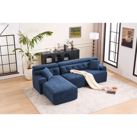 Canapé modulable convertible en L 4 places en chenille moderne avec 2 coussins pour salon d'appartement