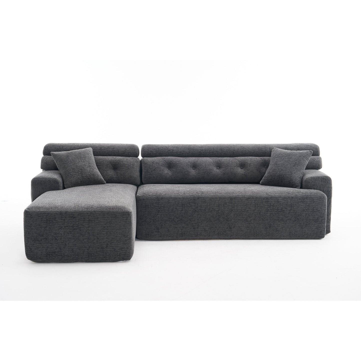 Canapé modulable convertible en L 4 places en chenille moderne avec 2 coussins pour salon d'appartement